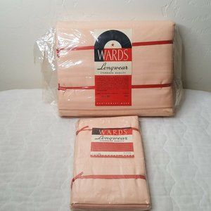 2 VTG Wards Long Wear 81 x 99 Double Bed Sheets and 2 Pillow Cases Pink NOS